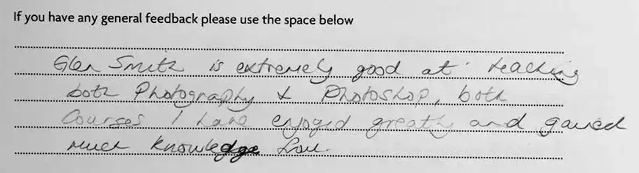 Photoshop Lessons Student Feedback and Testimonial